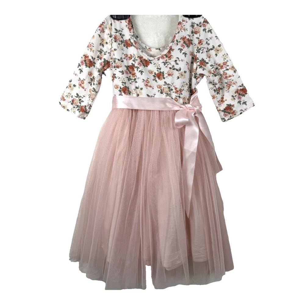 Flofallzique Pink Floral Size 4 Toddler Dress Cotton Fairy Princess